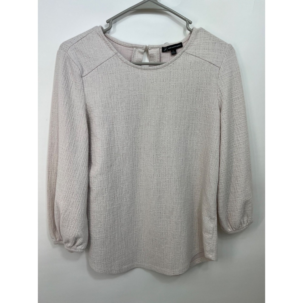 ADRIANNA PAPELL Light Pink Long Sleeve Textured Blouse Shirt Womensโ Size Small